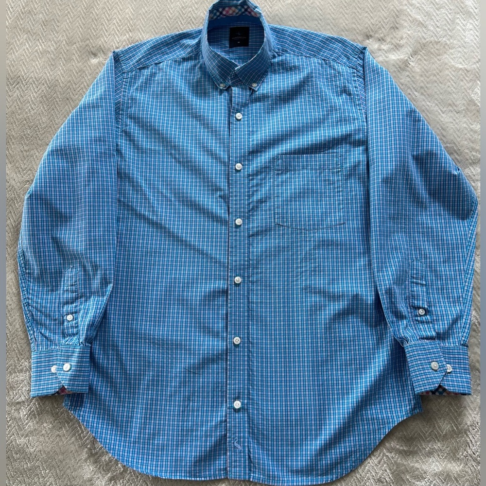 Tailorbyrd Mini Windowpane Cotton Stretch Button Up Long Sleeve Shirt